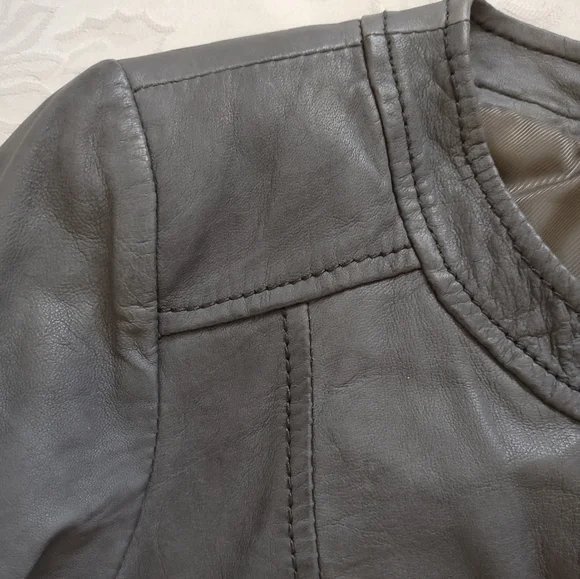 Boden limited edition leather biker Moto cropped asymmetric jacket